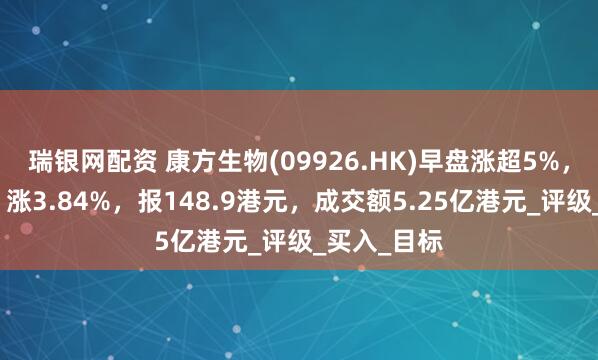 瑞银网配资 康方生物(09926.HK)早盘涨超5%，截至发稿，涨3.84%，报148.9港元，成交额5.25亿港元_评级_买入_目标