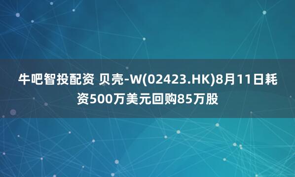 牛吧智投配资 贝壳-W(02423.HK)8月11日耗资500万美元回购85万股